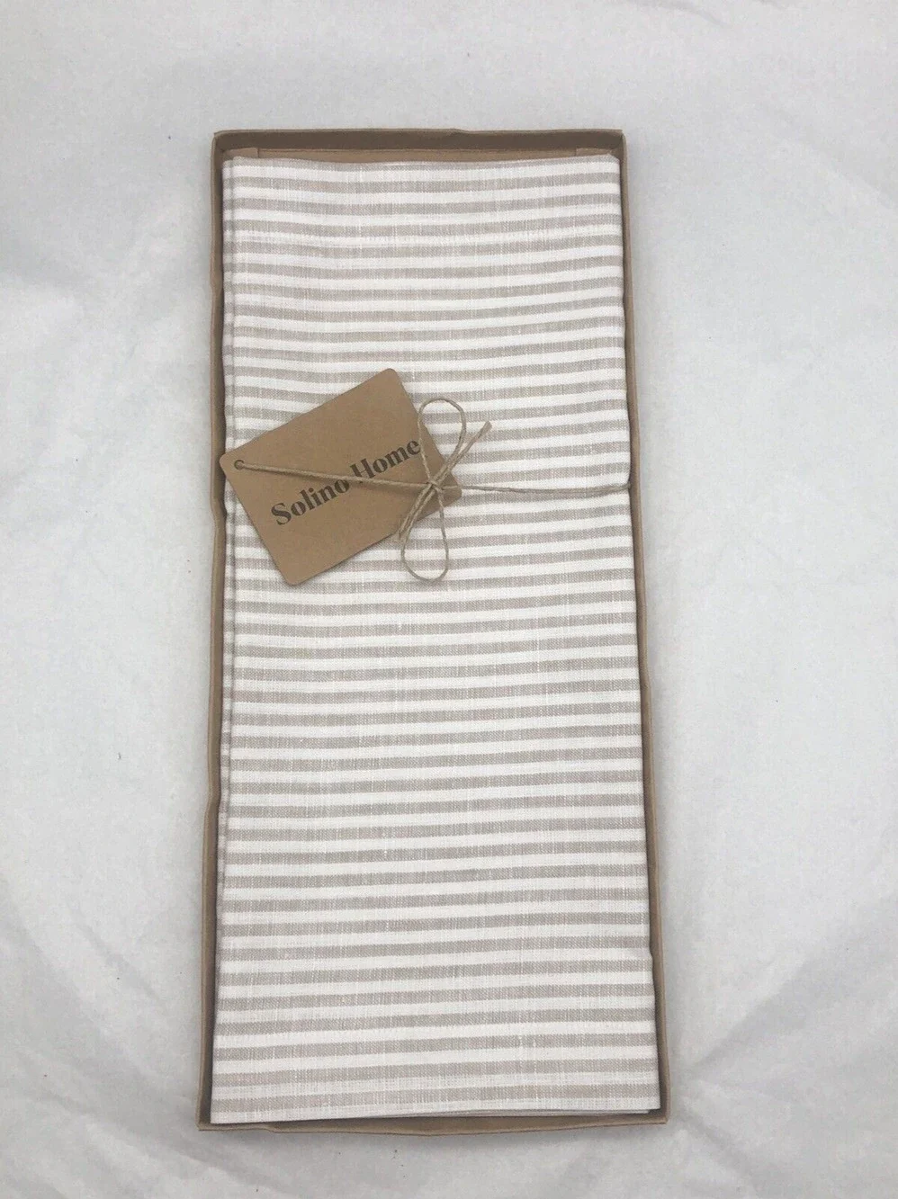 Solino Home Farmhouse Linen Table Runners Natural & White 14